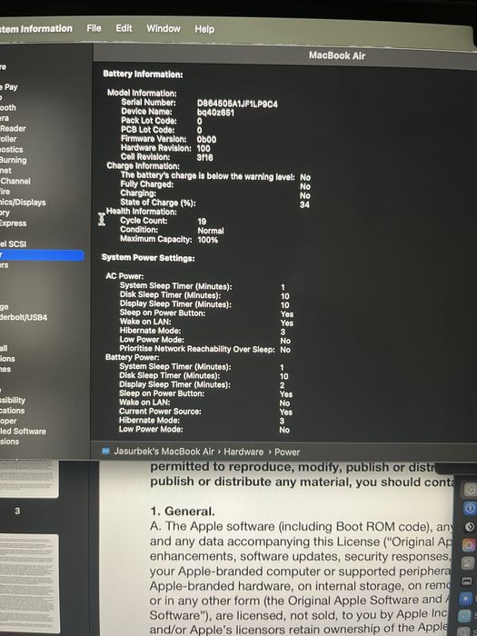 Macbook Air M3 15 dyumli 16/512 Gb