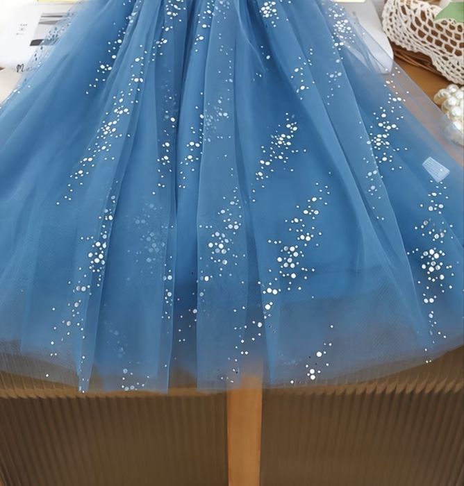 Синя блестяща рокля, 120 см