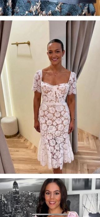 Рокля дантела от вискоза с колан