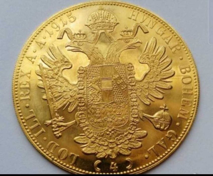 Moneda placata cu aur FRANG. IOS. AVSTRIAE 1915 an