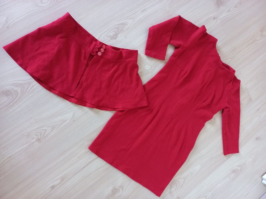 Rochie rosie cu volan S