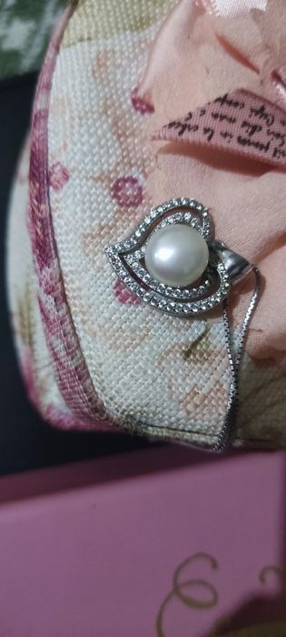 Сребърно колие с истинска перла