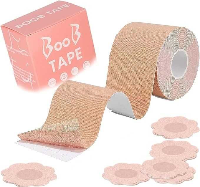 Banda adeziva pt. ridicarea bustului 5 m bej cu 10 protectii mamelon