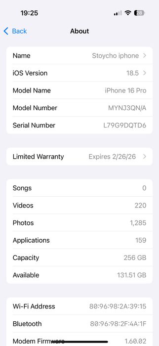 Iphone 16 pro 256 спукан гръб