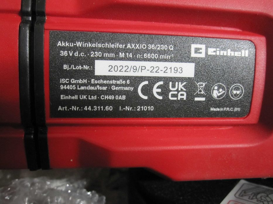 Einhell Polizor unghiular pe acumulator AXXIO 36/230 Q 36V 6600rpm70mm