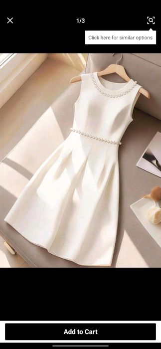 Бяла рокля с перли С размер shein