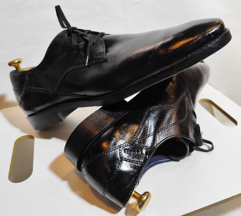 Pantofi derby 44.5 45 plain toe Bugatti piele naturala moale