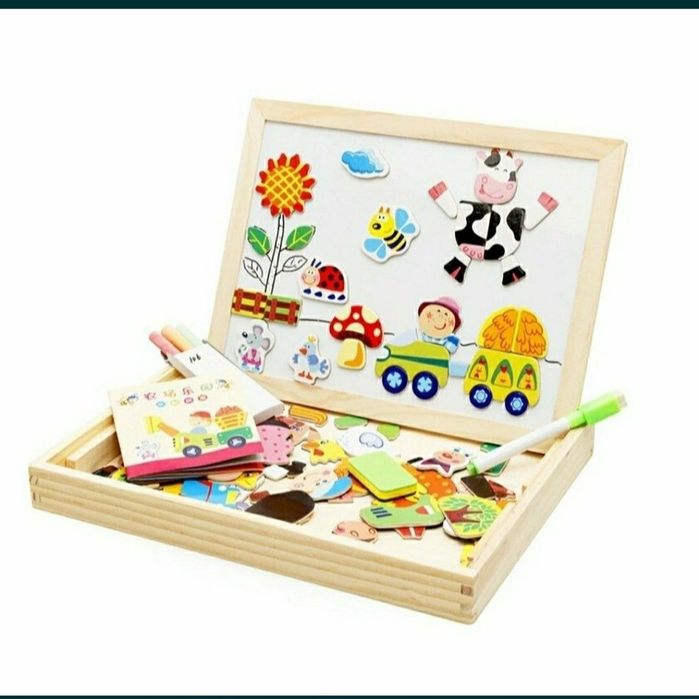 Ikki tomonlama yog'och va magnit taxta, bolalar boshqotirmasi