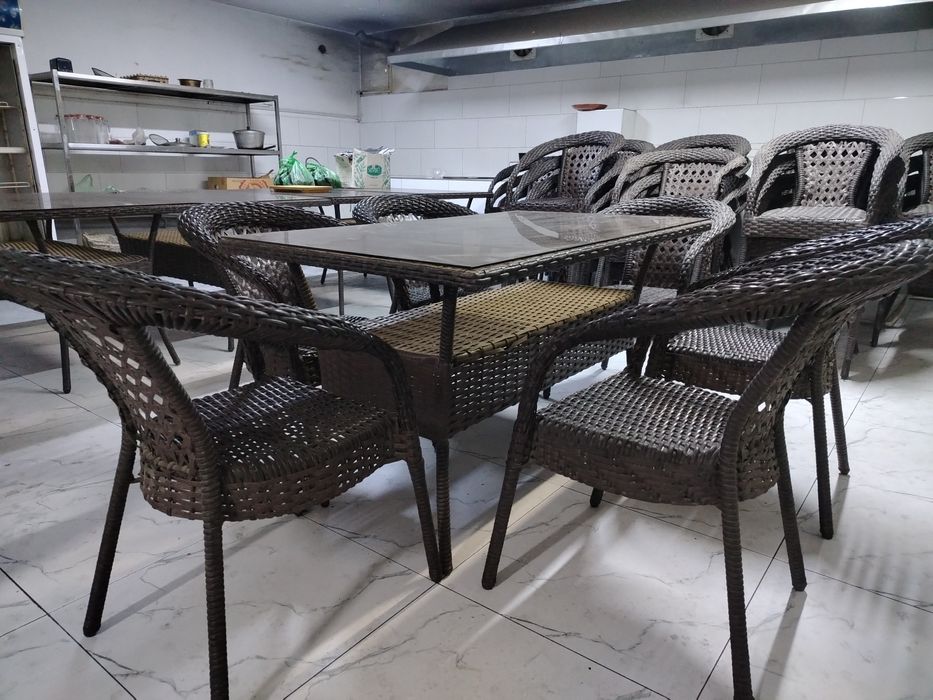 Ротанг мебель, дачники стол стуллар