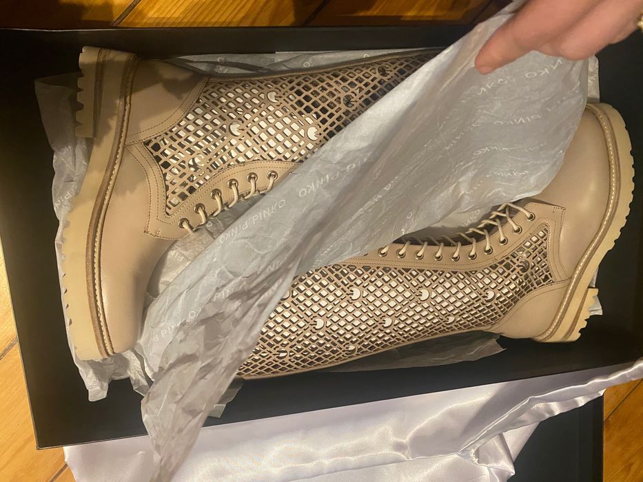 Pinko обувки летни ботуши кожа нови с кутия