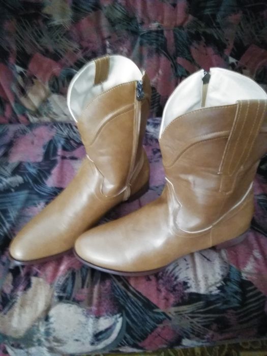 Cizme bărbătești western 1/2 piele light brown