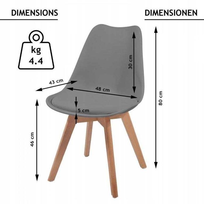 Трапезен стол 2 броя комплект сиви MIADOMODO