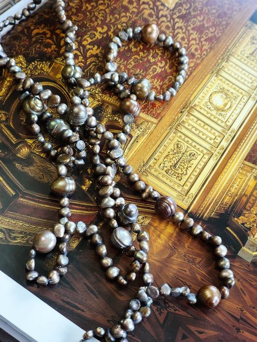 ДЪЛГО ретро колие / наниз от  истински барокови перли