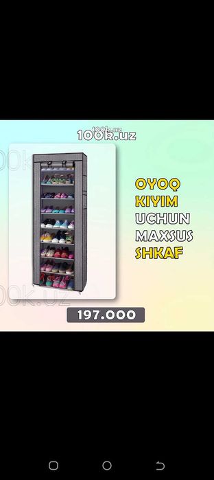 Oyoq kiyim qoʻyish uchun shkaf