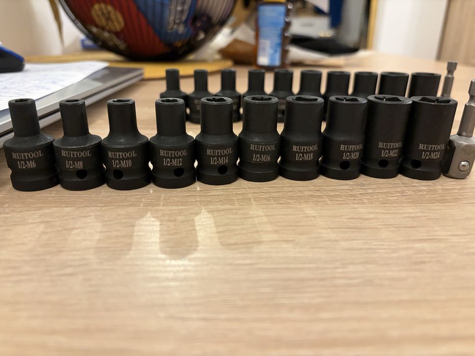 Set RUITOOL M6–M24 – adaptoare pentru tarozi, prindere 1/2”