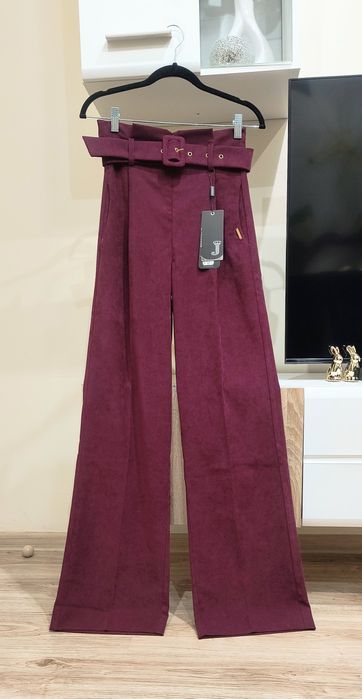 Дамски бежов широк летен панталон висока талия Junona Юнона топ бюстие