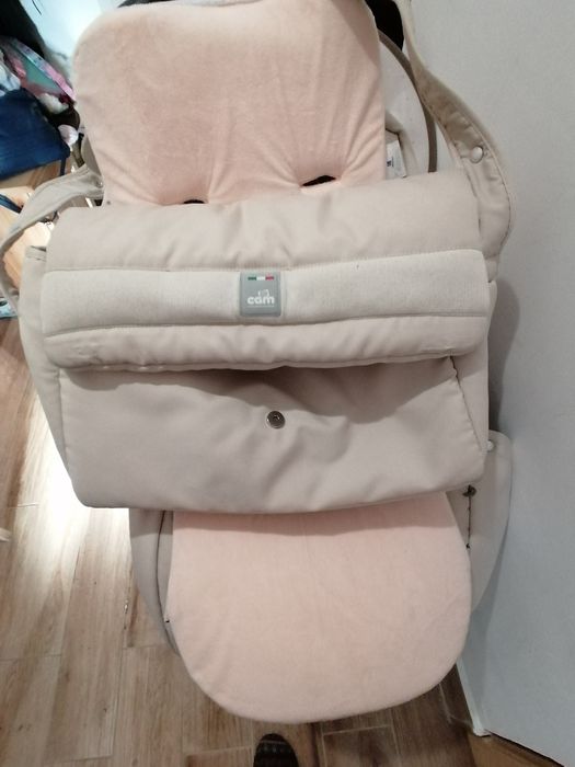 Количка Cam 3 в 1, цвят екрю, подарък сенник и подложка от мемори пяна