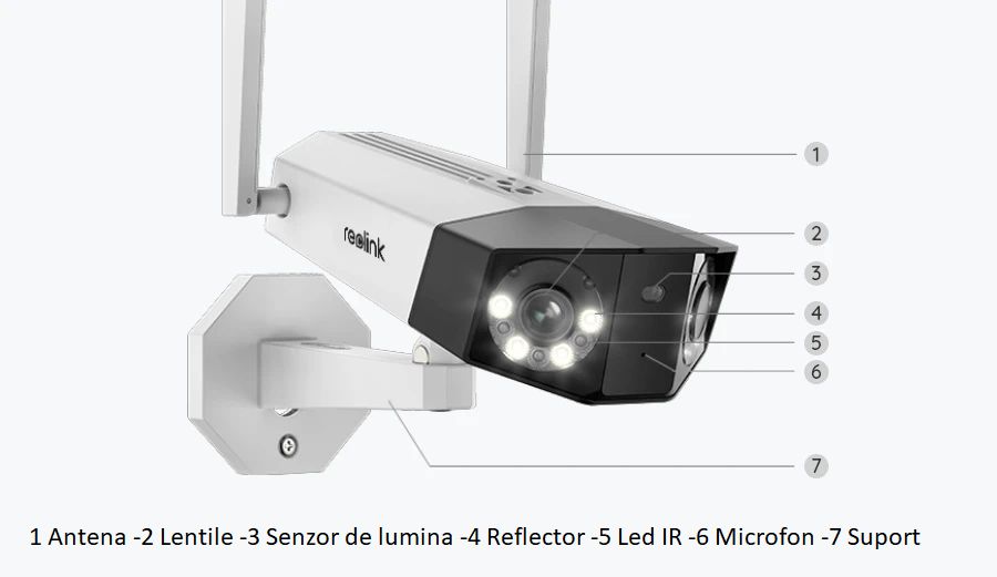 Camera de supraveghere WiFi Reolink Duo 2 cu lentile duble 8MP