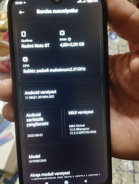 Redmi note 8 T sotiladi xotirasi 128 GB operativ xotirasi 6 kamera48mp