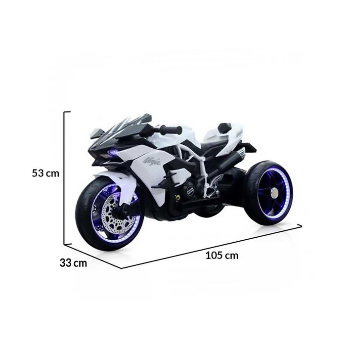 ТОП ЦЕНА!НОВО!Акумулаторен мотор с 3 гуми Ninja WHITE с 12Vбатерия,USB