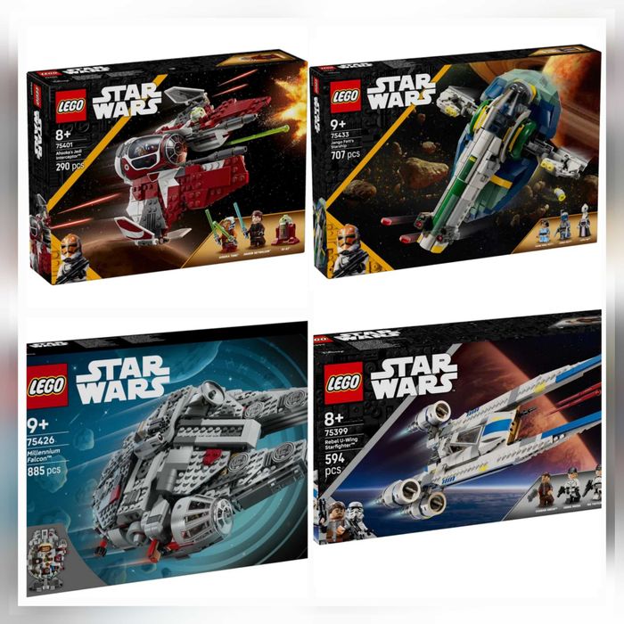 Lego Star Wars - Джедайски прехващач Асока/ Космически кораб на Джанго Фет (75433)/ Бунтовнически изтребител U-Wing/ SMART Play