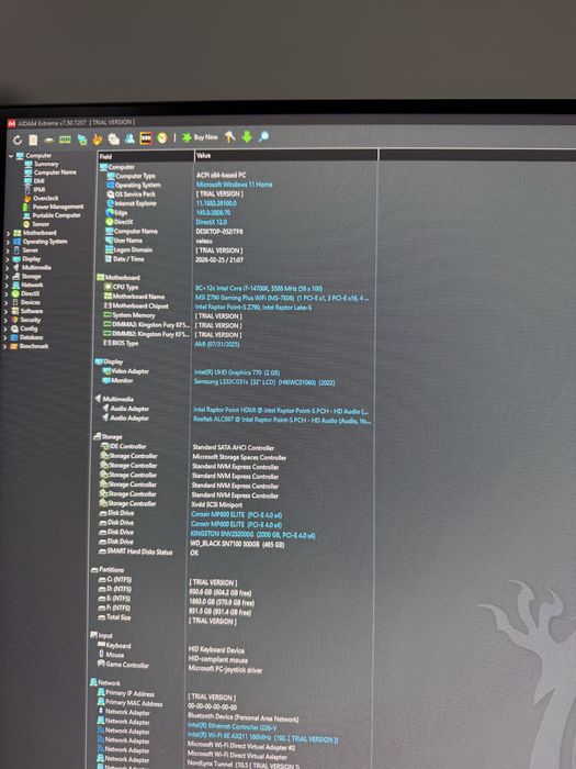 Vand PC Gaming i7 14700k, 32GB RAM DDR5, 3TB SSD M.2