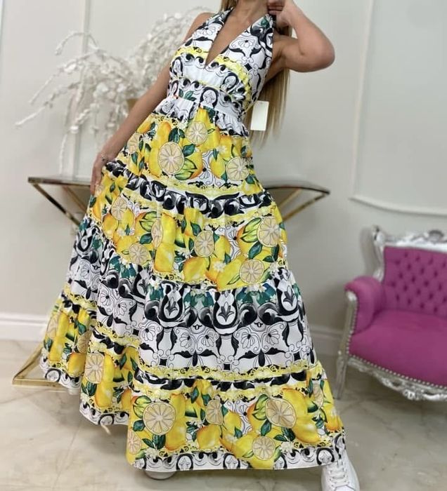 Дълга рокля с лимони