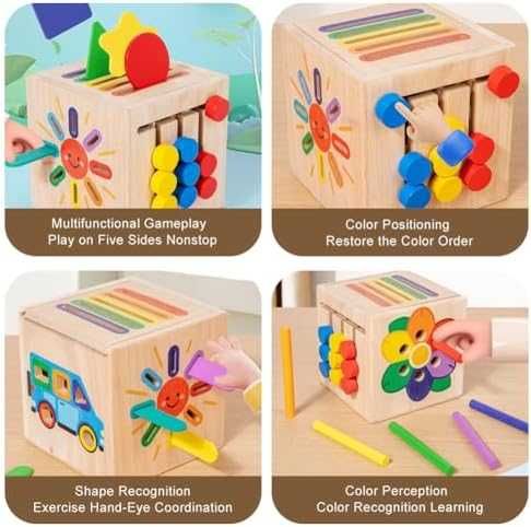 Нова монтесори образователна дървена играчка сортиране цветове форми