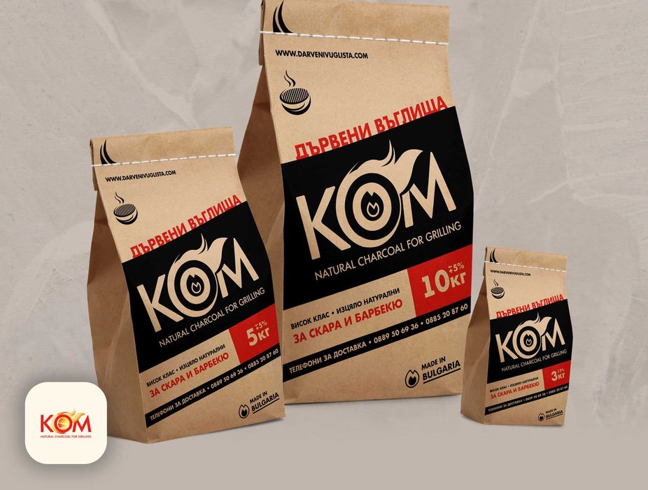 Дървени въглища за скара и барбекю KOM