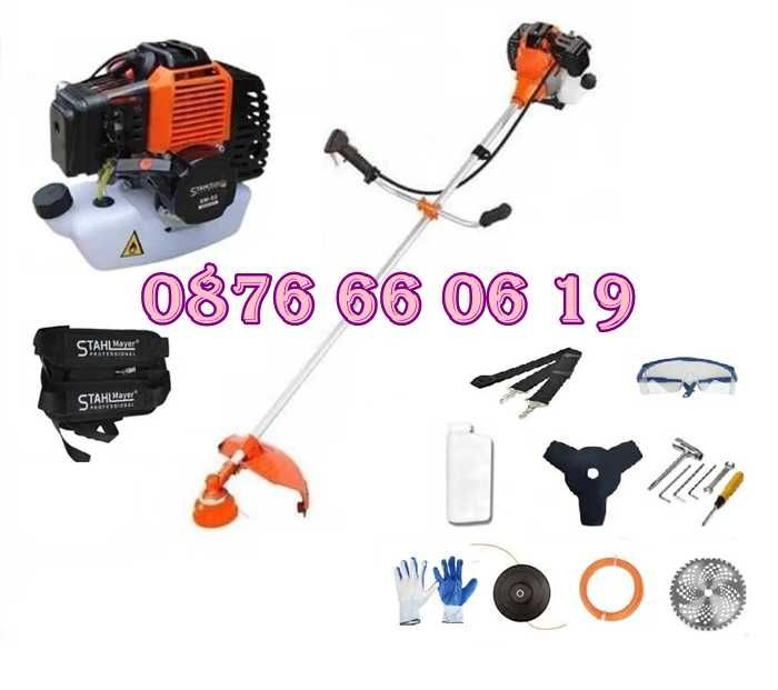 Четиритактов бензинов тример 74 куб., косачка за трева със самар