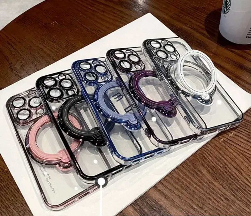 Husa silicon Luxury Magsafe cu inel metalic iPhone 15 Pro / 15 Pro Max