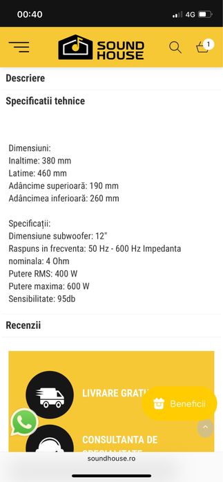 Difuzor Subwoofer Audio system Bass