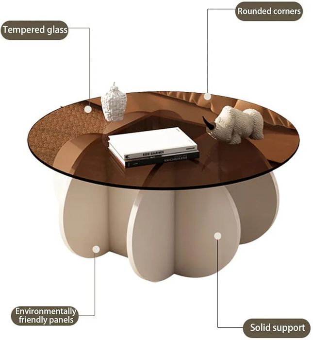 Уникална Ретро /Кръгла холна маса от закалено стъкло