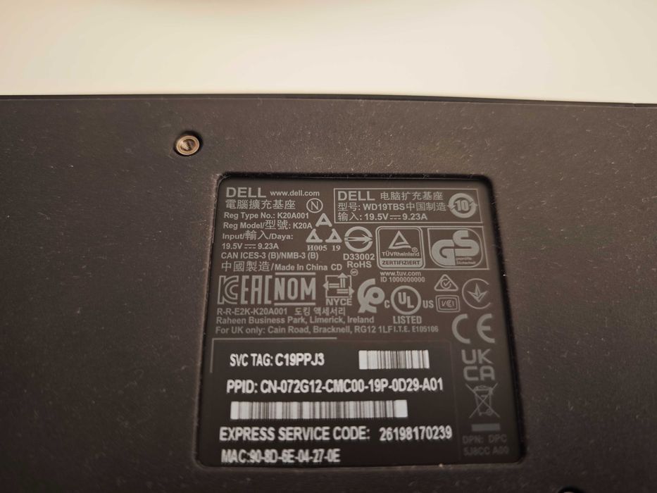 Докинг-станции Dell WD19tbs 180W, WD15 130W, wd15 180W