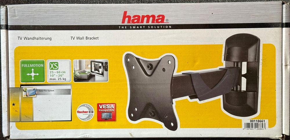 Suport TV perete HAMA 118661, 10-26", 25 kg, VESA 75x75 sau 100x100