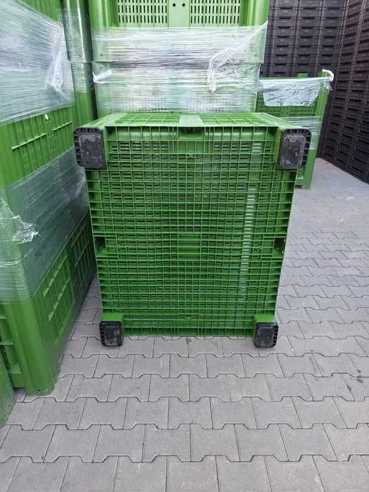 Boxpalet perforat cu patru picioare, 1200 mm x 1000 mm x 785 mm, Verde/ 830 ronTRANSPORT GRATUIT
