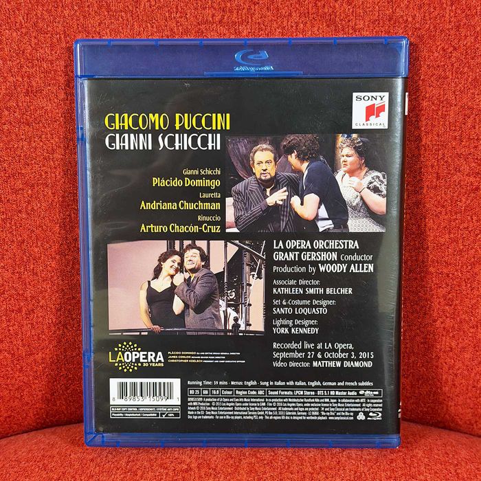 Blu-ray cu opera "Gianni Schicchi" de Puccini, cu Placido Domingo, regia Woody Allen