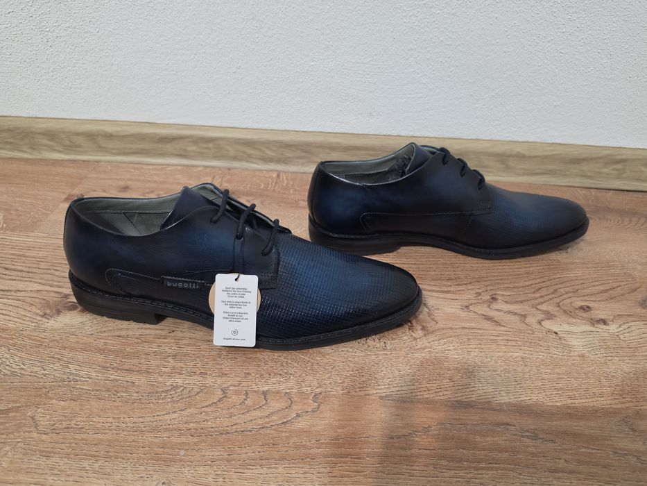 Pantofi eleganți bărbați Bugatti piele naturală bleumarin mărimea 45