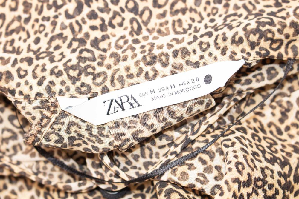 Zara дамска риза леопардов принт връзка на врата полупрозрачна М