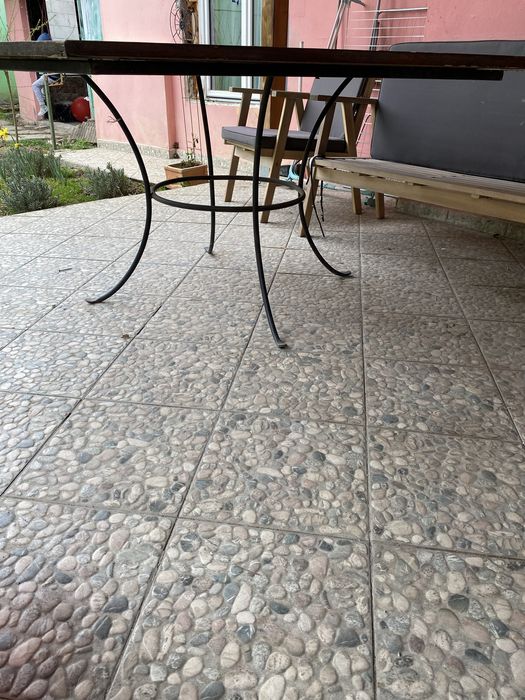 Masa exterior terasa gradina fier forjat si lemn
