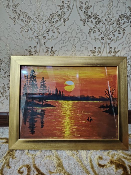 Xolstda chizilgan rasm ramkasi blan Картина заката и природы на холсте