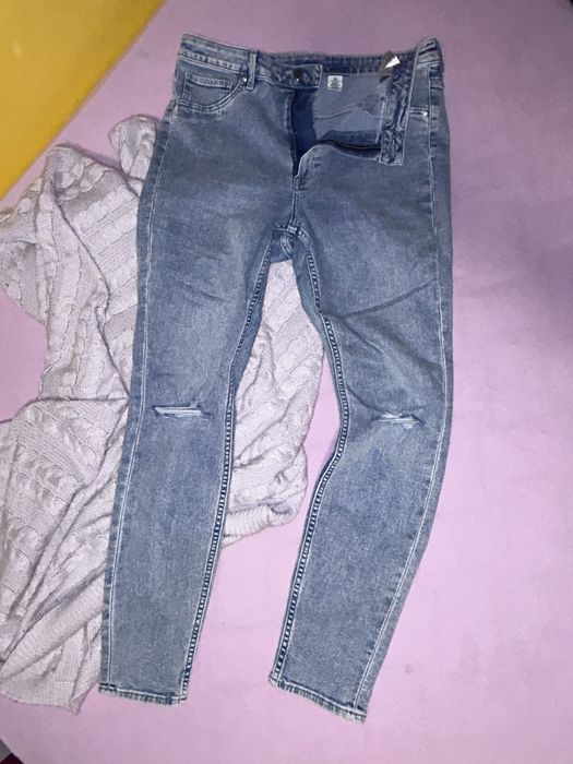 сини слим дънки