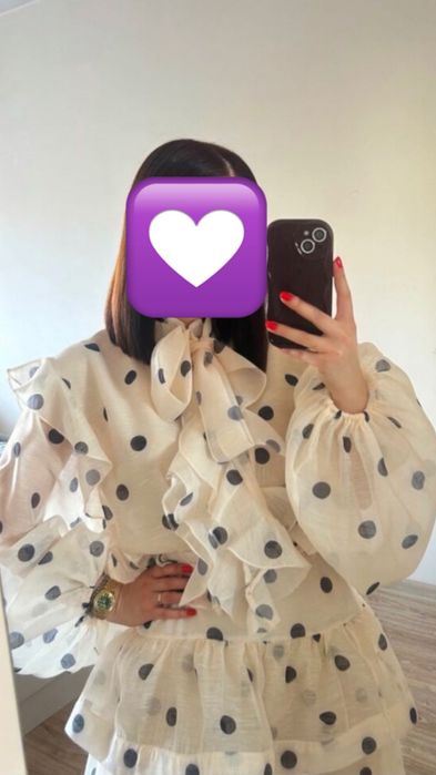 Дамски комплект пола и риза рокля на точки Fashion House