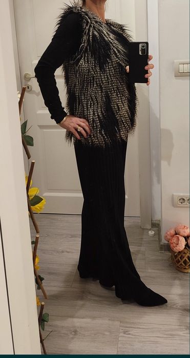 Vestuta/bolero blană gri cu negru, HM Divideo, model actual, marime XS