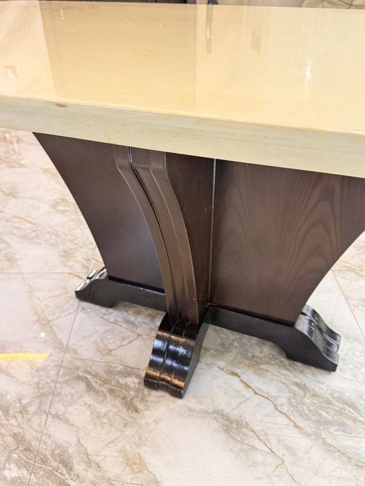 Masă Dining Elegantă din Compozit Stil Marmură (159x88 cm)