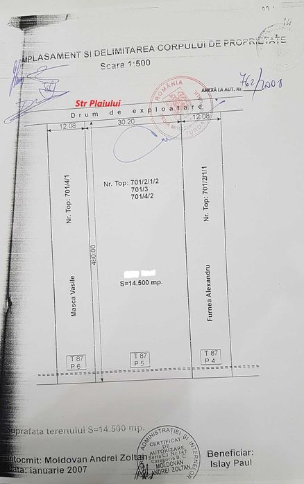 Teren Extravilan Agricol in  Poiana Turda 14500 mp INTABULAT
