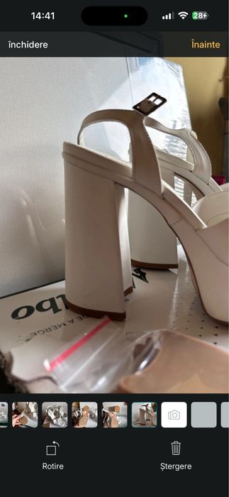 Pantofi Marelbo mireasa albi din piele