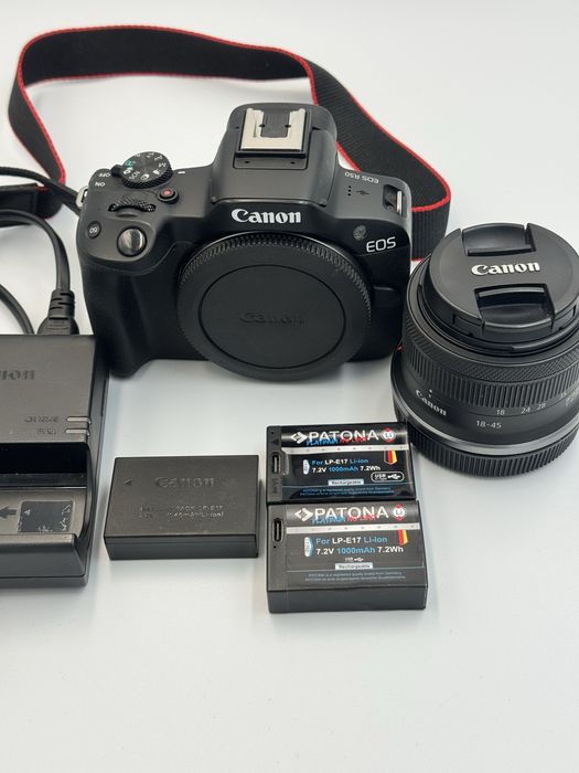 Canon R50 + rfs 18-45, 3 baterii, 2000 cadre