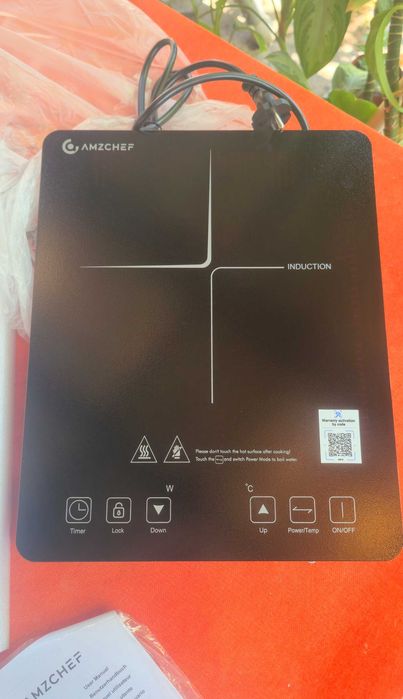 Plita electrica Amzchef, compacta, 2000W, 10 trepte de putere, neagra