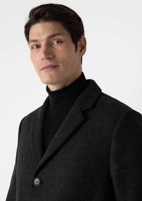 Palton slim 52 XL premium Mauro Ferrini Itali lana si casmir negru